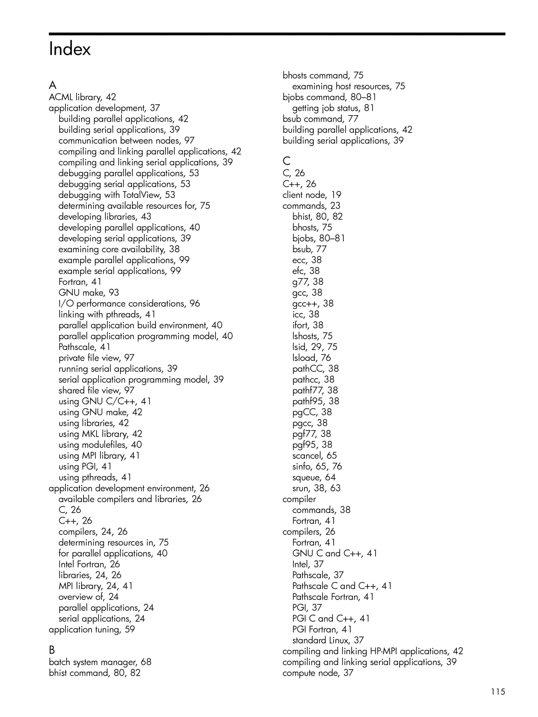 HP XC System 3.x Software manual Index 