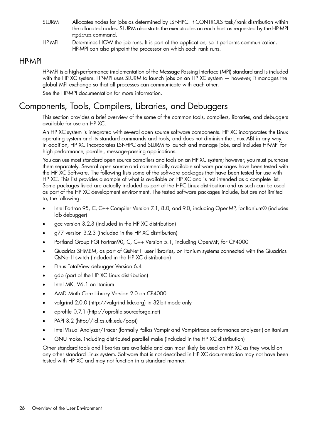 HP XC System 3.x Software manual Components, Tools, Compilers, Libraries, and Debuggers, Mpirun command 