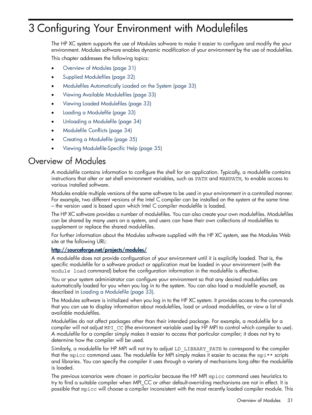 HP XC System 3.x Software manual Configuring Your Environment with Modulefiles, Overview of Modules 