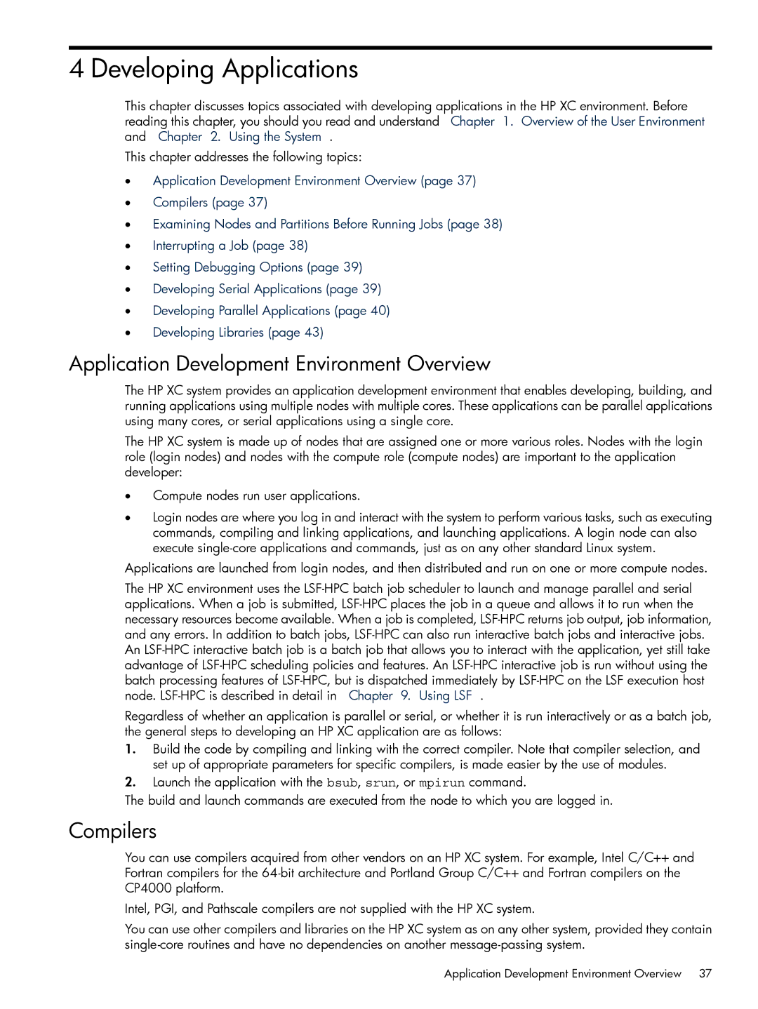 HP XC System 3.x Software manual Developing Applications, Application Development Environment Overview, Compilers 