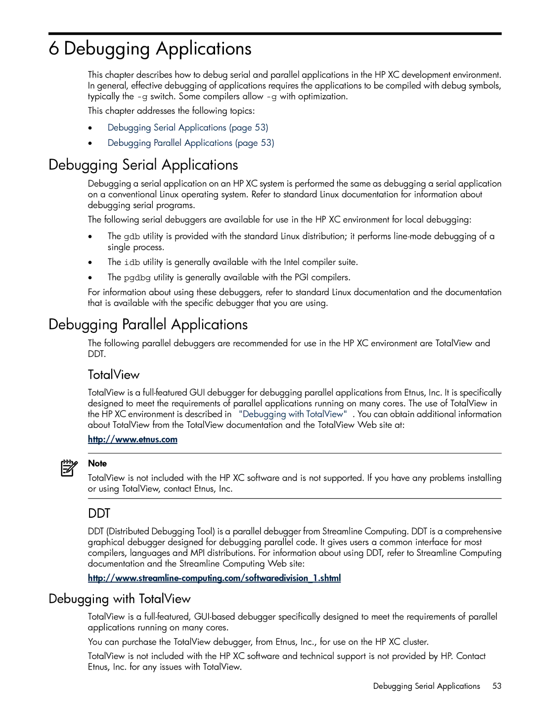 HP XC System 3.x Software manual Debugging Applications, Debugging Serial Applications, Debugging Parallel Applications 