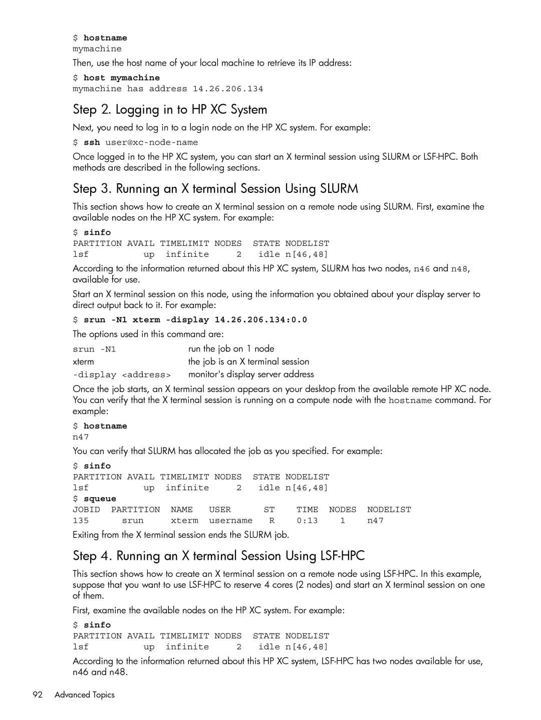 HP XC System 3.x Software manual Logging in to HP XC System, Running an X terminal Session Using Slurm 