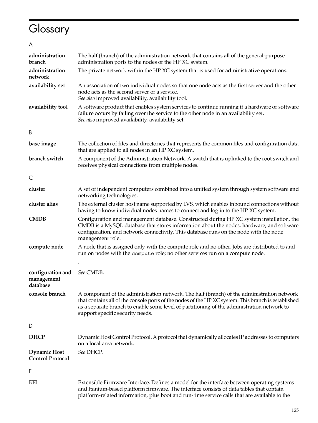 HP XC System 4.x Software manual Glossary, Network Availability set 