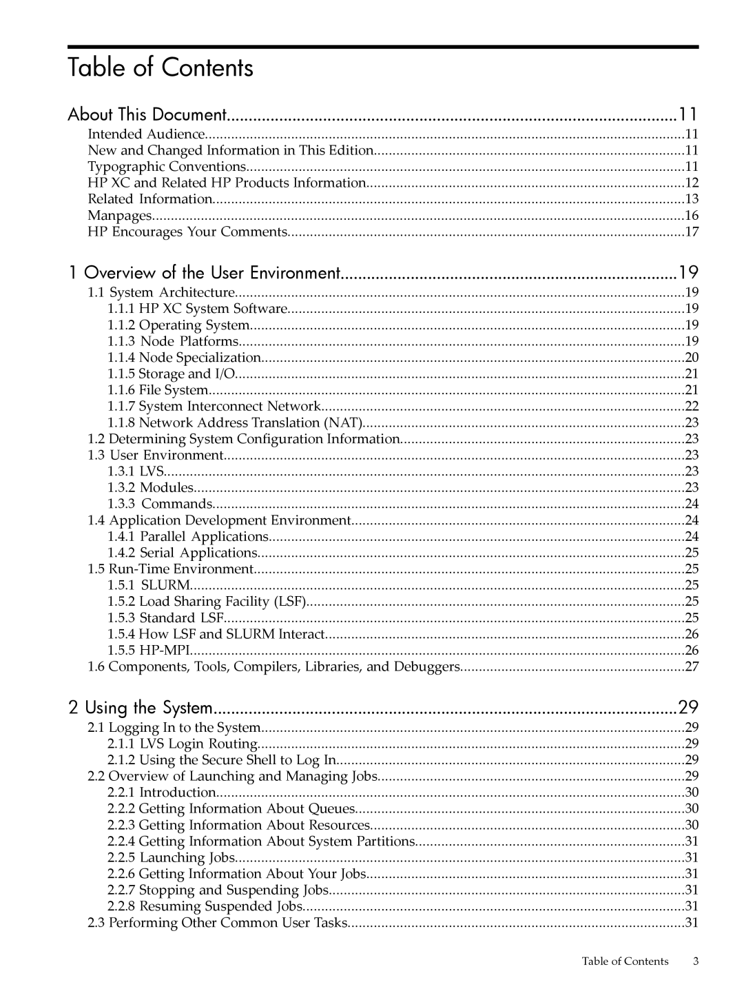 HP XC System 4.x Software manual Table of Contents 