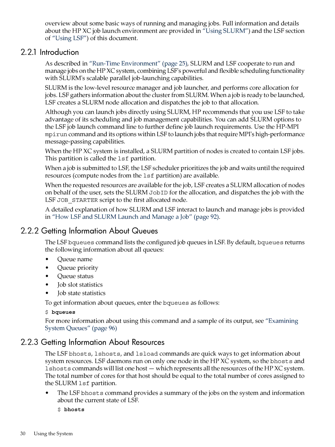 HP XC System 4.x Software Introduction, Getting Information About Queues, Getting Information About Resources, $ bqueues 