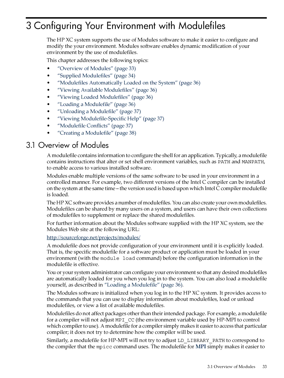 HP XC System 4.x Software manual Configuring Your Environment with Modulefiles, Overview of Modules 