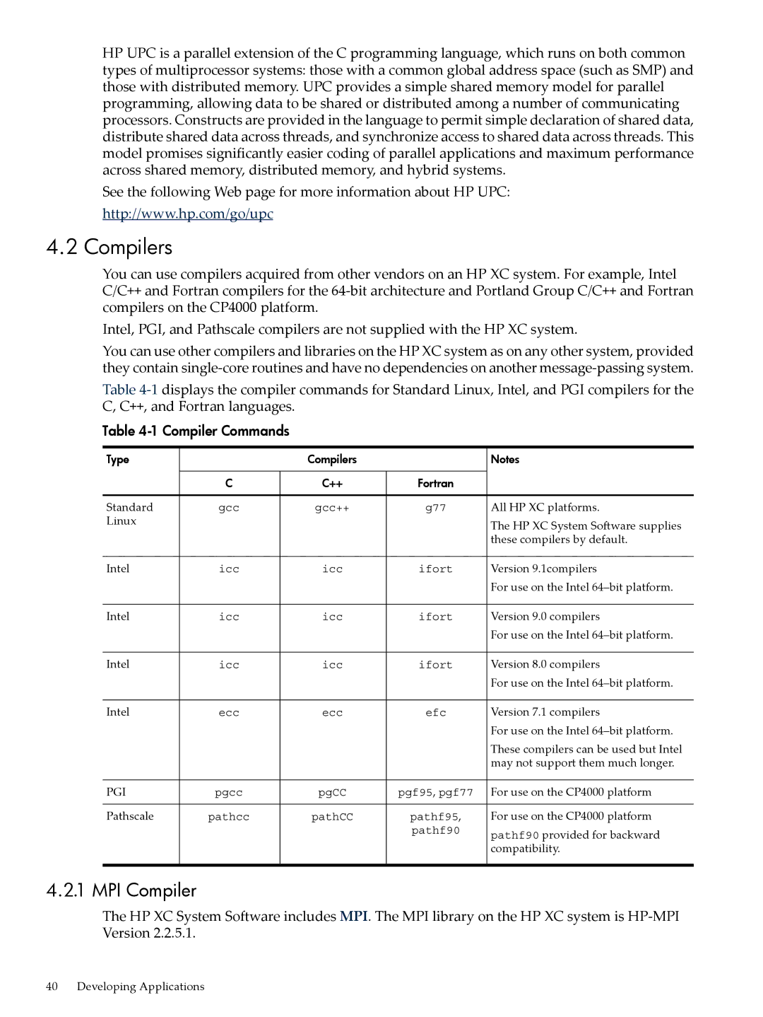 HP XC System 4.x Software manual Compilers, MPI Compiler, Compiler Commands 