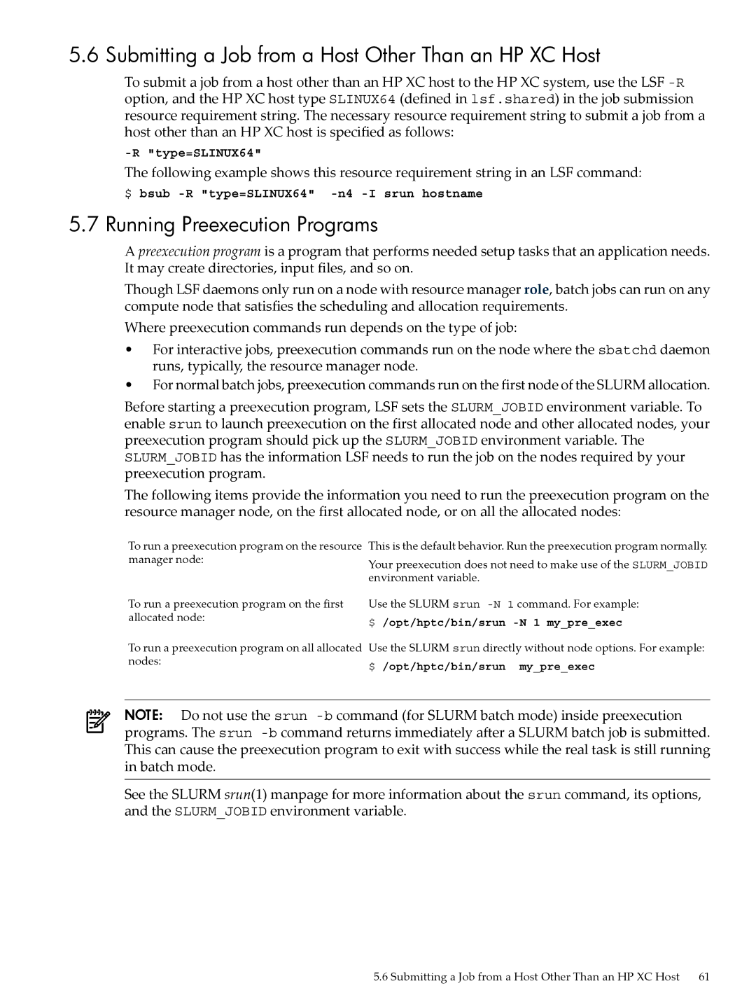 HP XC System 4.x Software manual Submitting a Job from a Host Other Than an HP XC Host, Running Preexecution Programs 