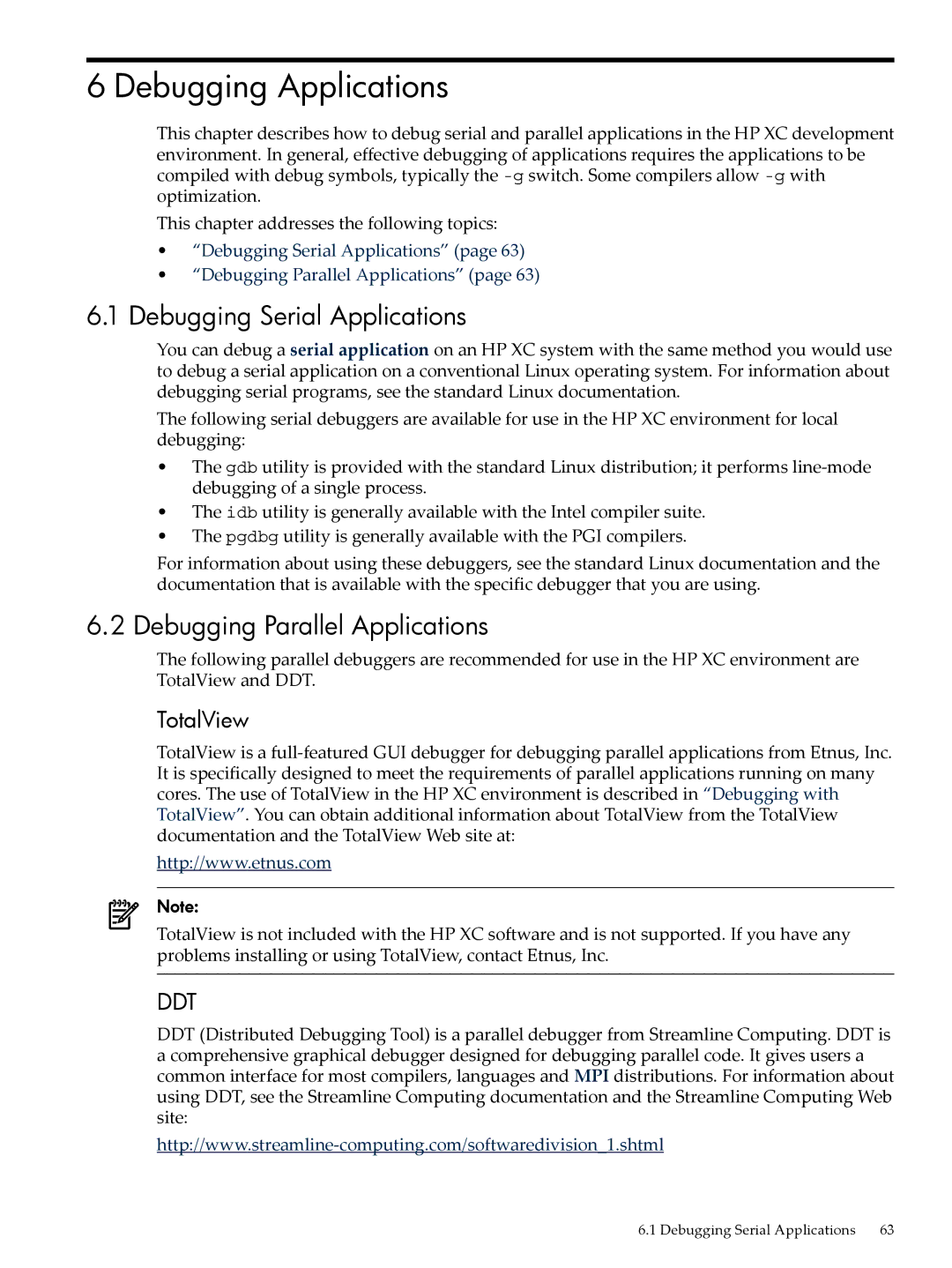 HP XC System 4.x Software manual Debugging Applications, Debugging Serial Applications, Debugging Parallel Applications 