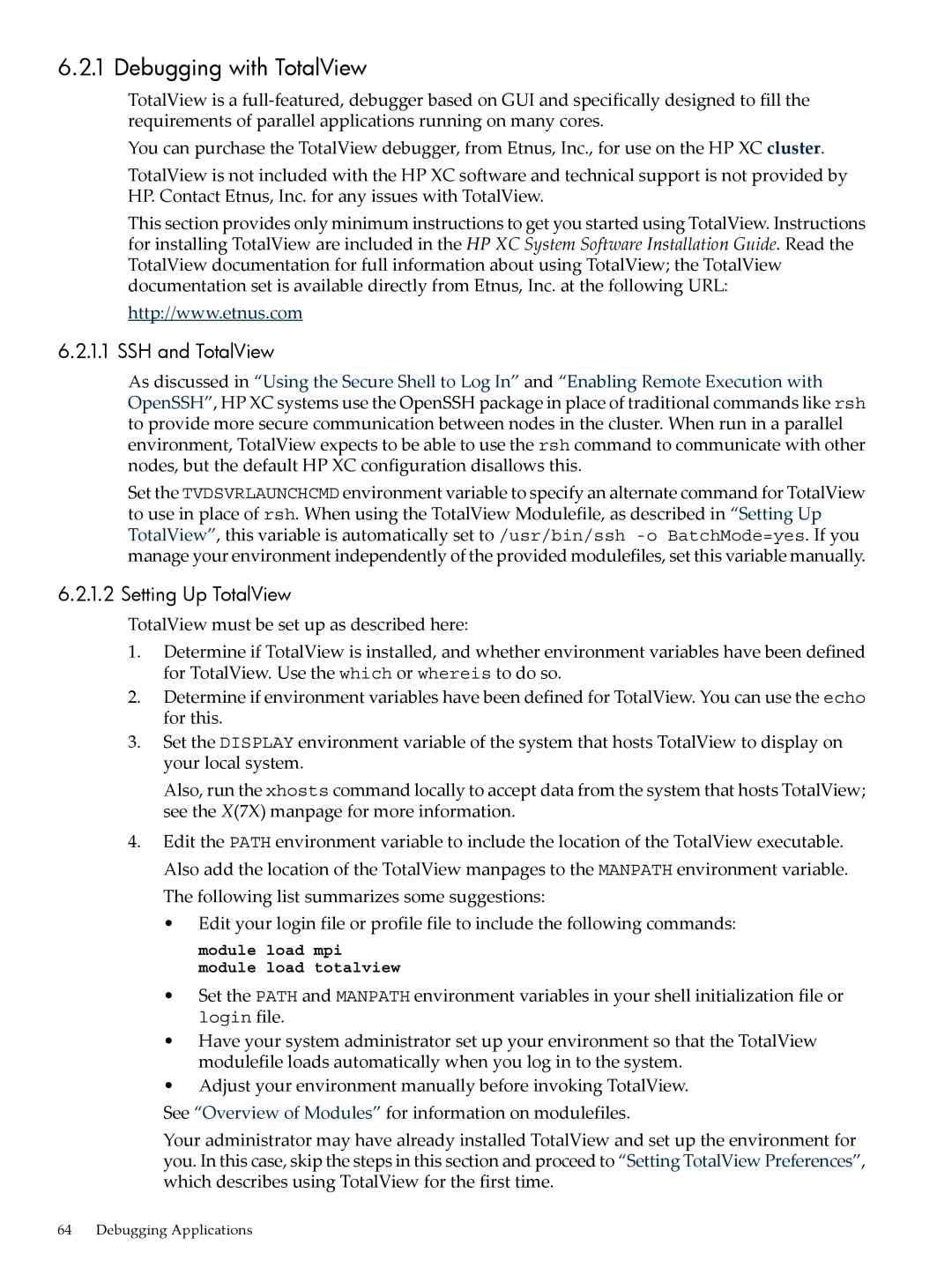 HP XC System 4.x Software manual Debugging with TotalView, SSH and TotalView, Setting Up TotalView 