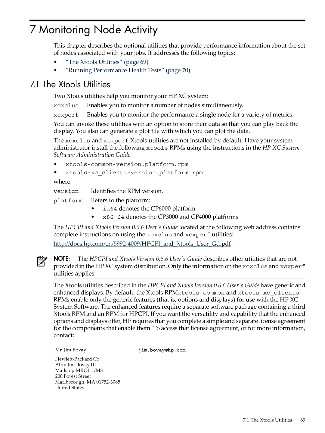 HP XC System 4.x Software manual Monitoring Node Activity, Xtools Utilities 