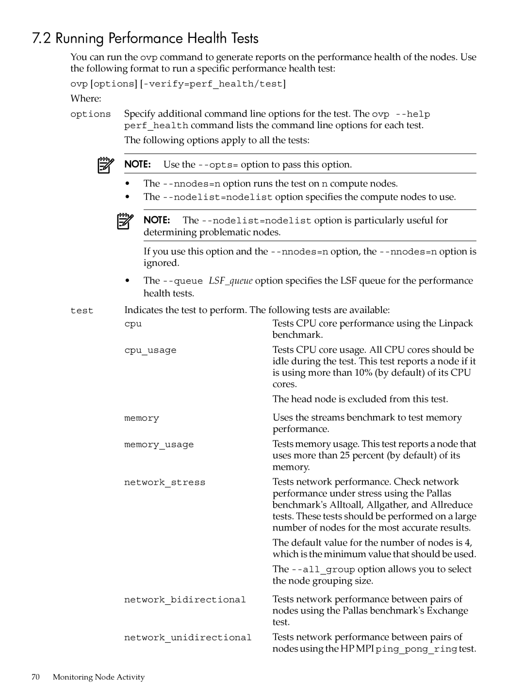 HP XC System 4.x Software manual Running Performance Health Tests, Where 