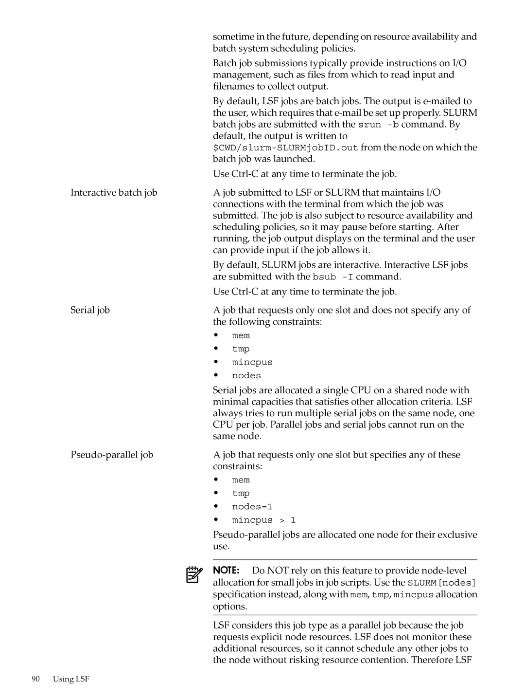 HP XC System 4.x Software Batch system scheduling policies, Batch job submissions typically provide instructions on I/O 