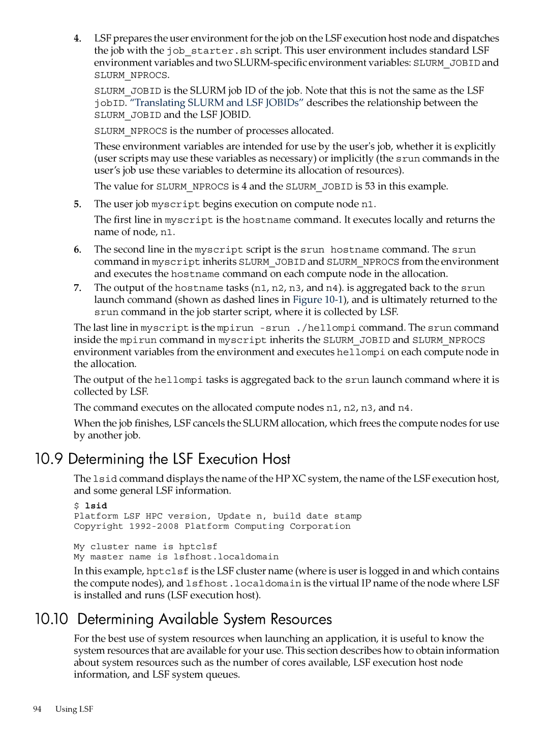 HP XC System 4.x Software manual Determining the LSF Execution Host, Determining Available System Resources 