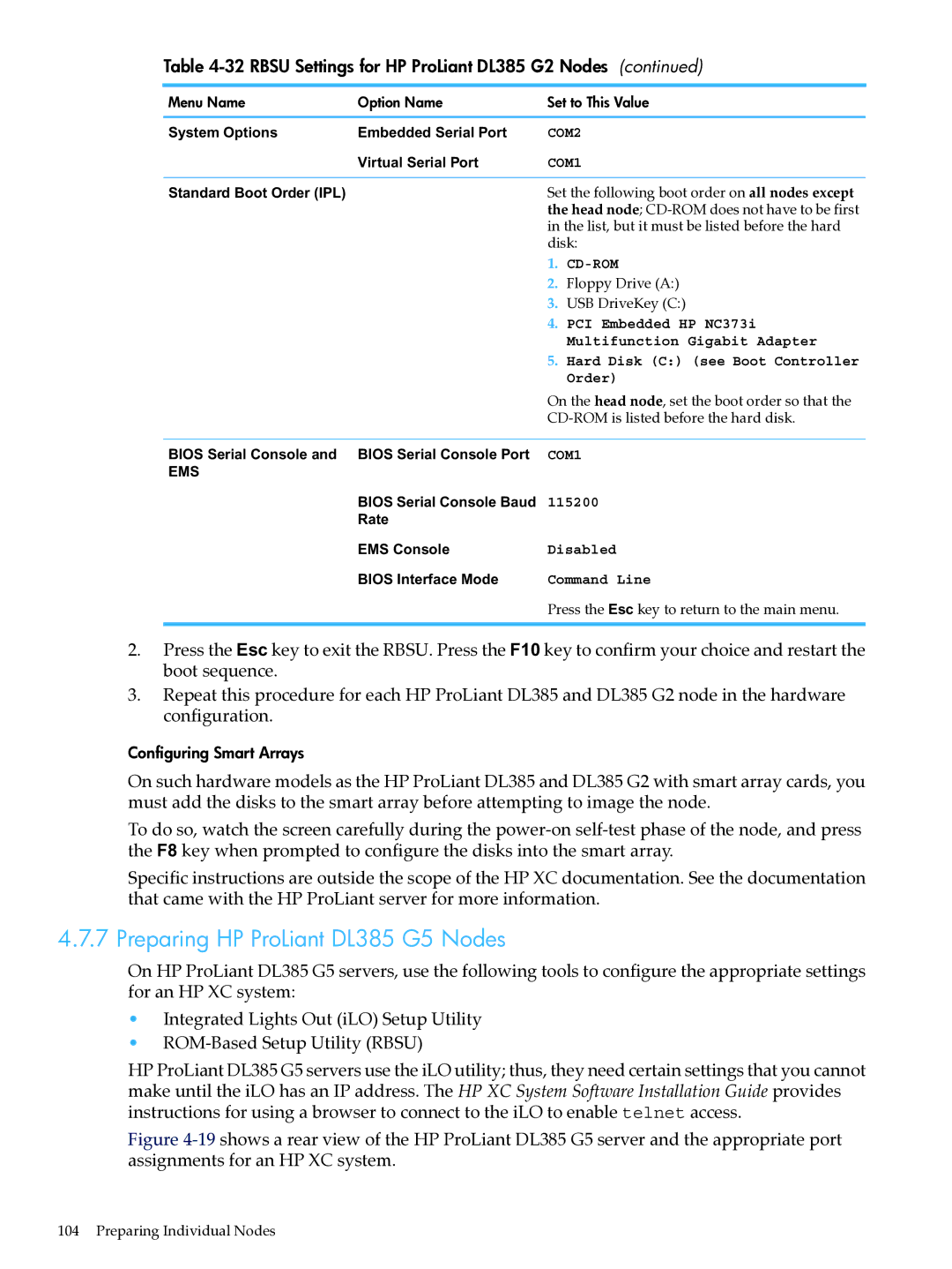 HP XC System Software 3.2.1 manual Preparing HP ProLiant DL385 G5 Nodes 