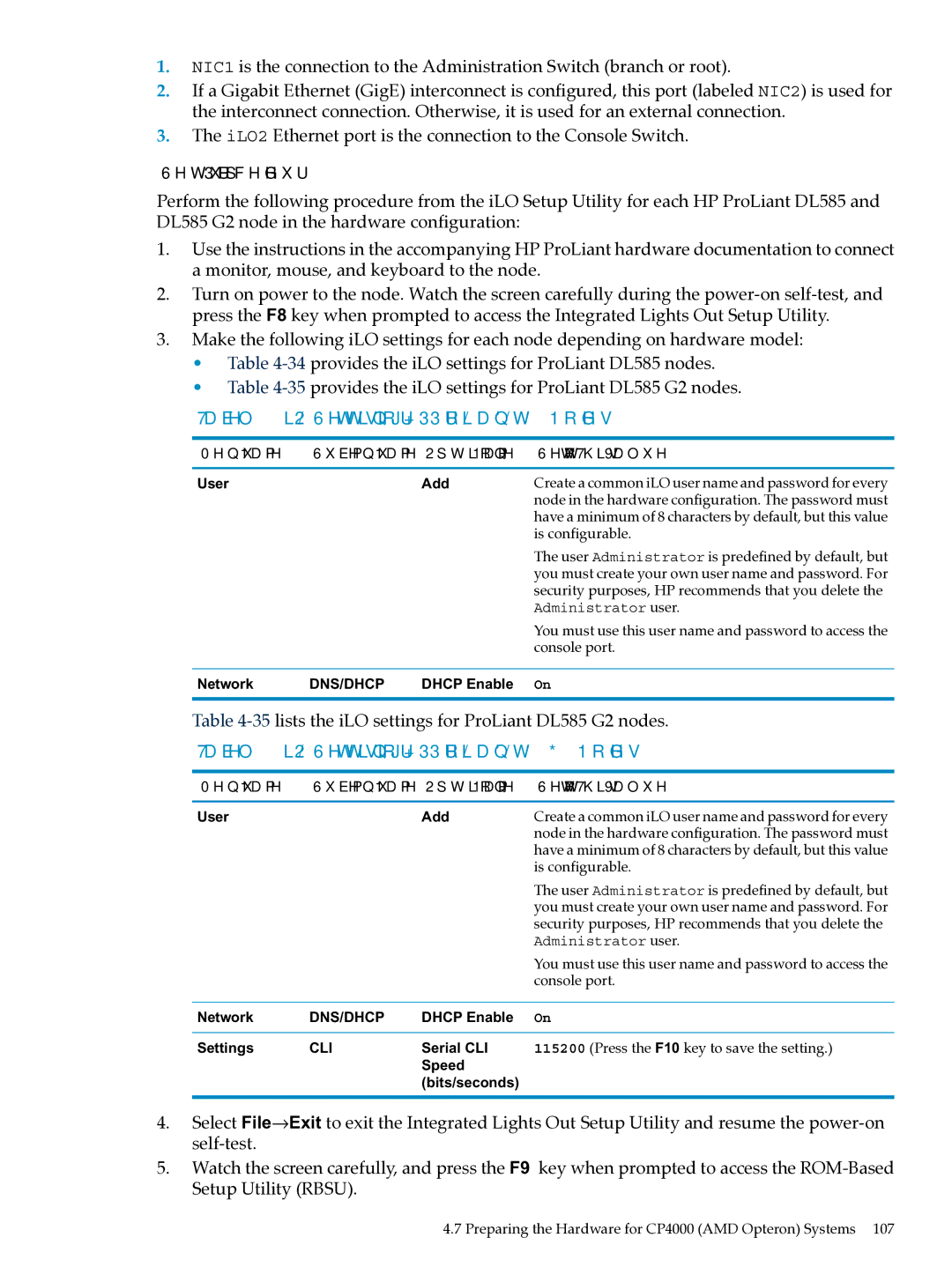 HP XC System Software 3.2.1 manual iLO Settings for HP ProLiant DL585 Nodes, iLO Settings for HP ProLiant DL585 G2 Nodes 