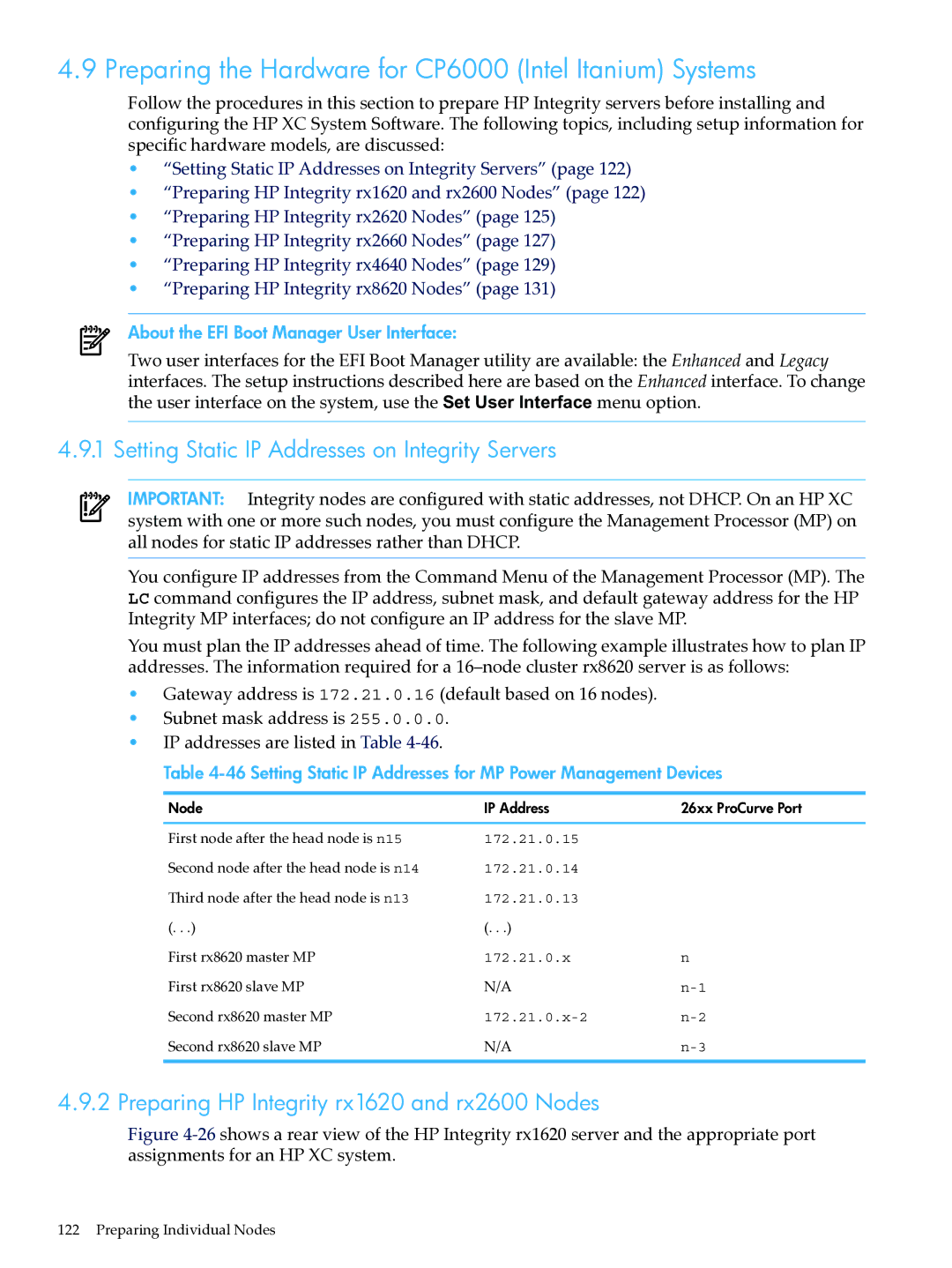 HP XC System Software 3.2.1 manual Preparing the Hardware for CP6000 Intel Itanium Systems 