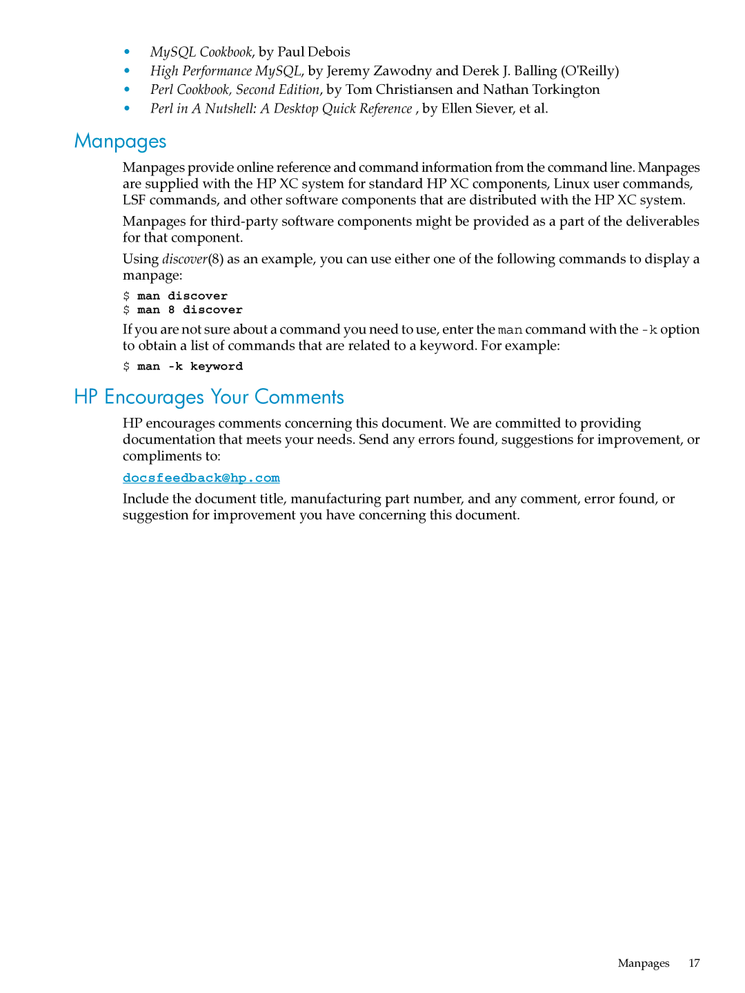 HP XC System Software 3.2.1 manual Manpages, HP Encourages Your Comments 