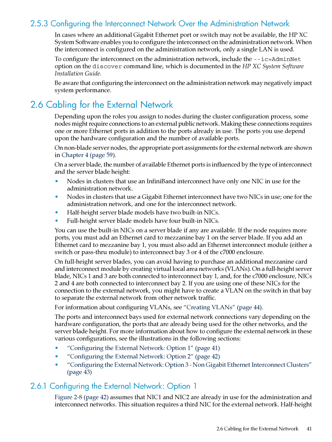 HP XC System Software 3.2.1 manual Cabling for the External Network, Configuring the External Network Option 