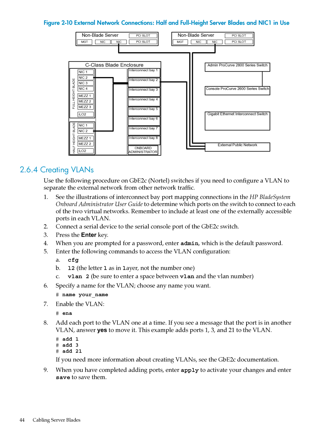 HP XC System Software 3.2.1 manual Creating VLANs, Cfg 