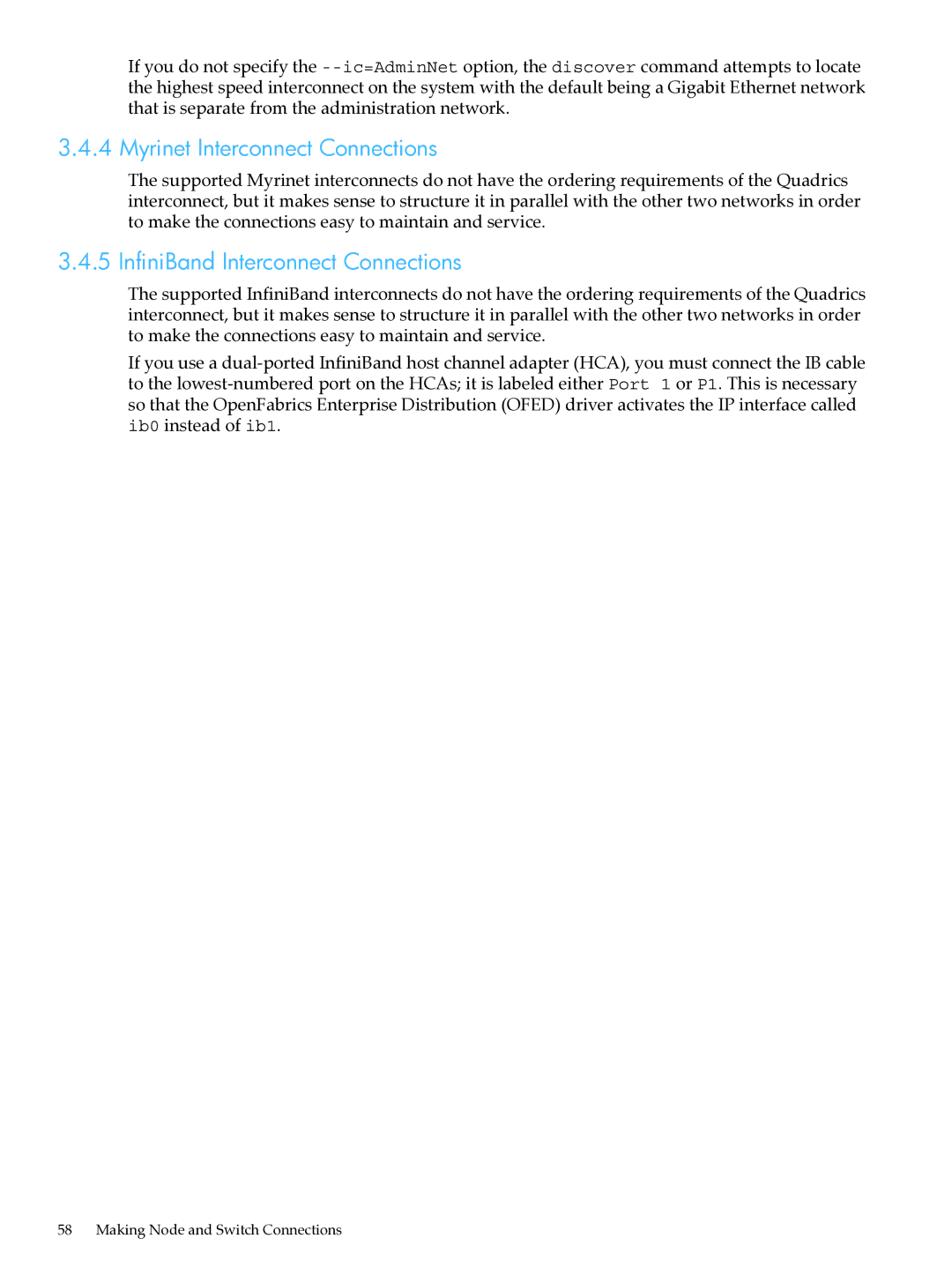 HP XC System Software 3.2.1 manual Myrinet Interconnect Connections, InfiniBand Interconnect Connections 