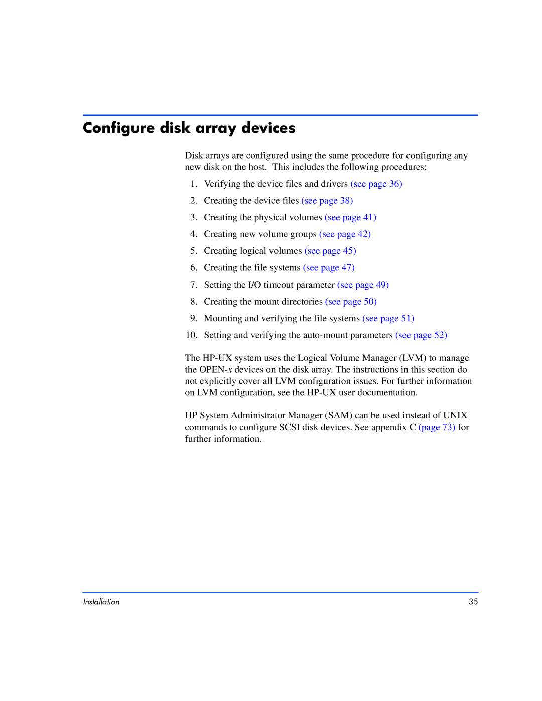 HP XP10000, XP128 manual Configure disk array devices 