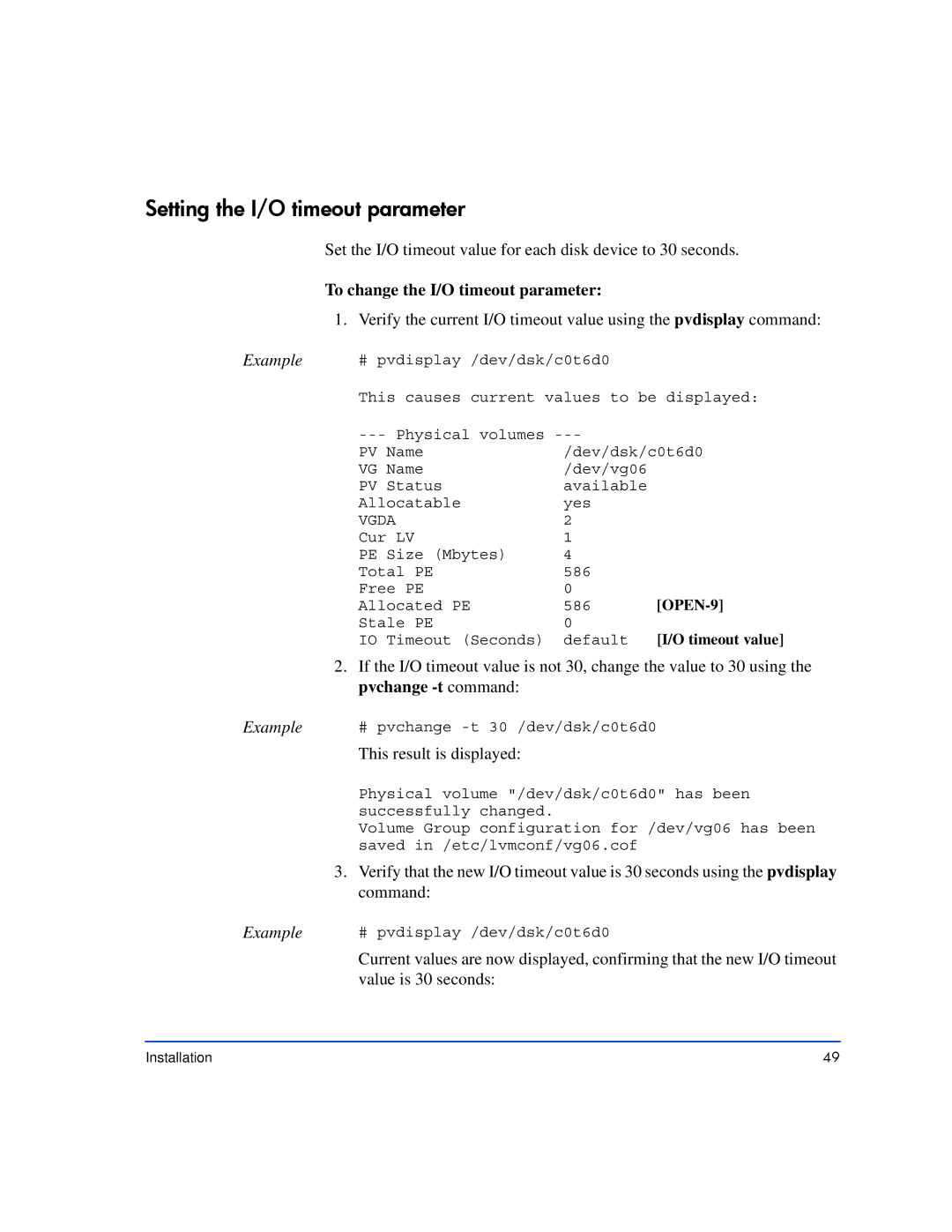 HP XP10000, XP128 manual Setting the I/O timeout parameter, To change the I/O timeout parameter 