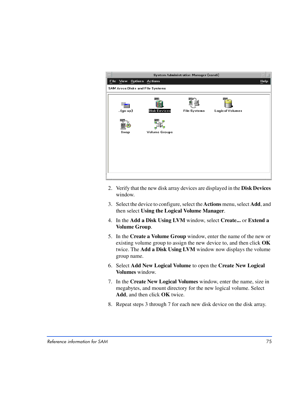 HP XP10000, XP128 manual Reference information for SAM 