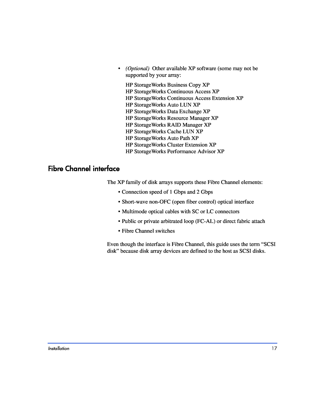 HP XP10000, XP128 manual Fibre Channel interface 