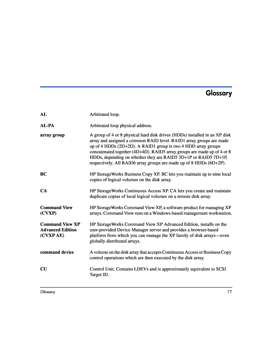 HP XP10000, XP128 manual Glossary 