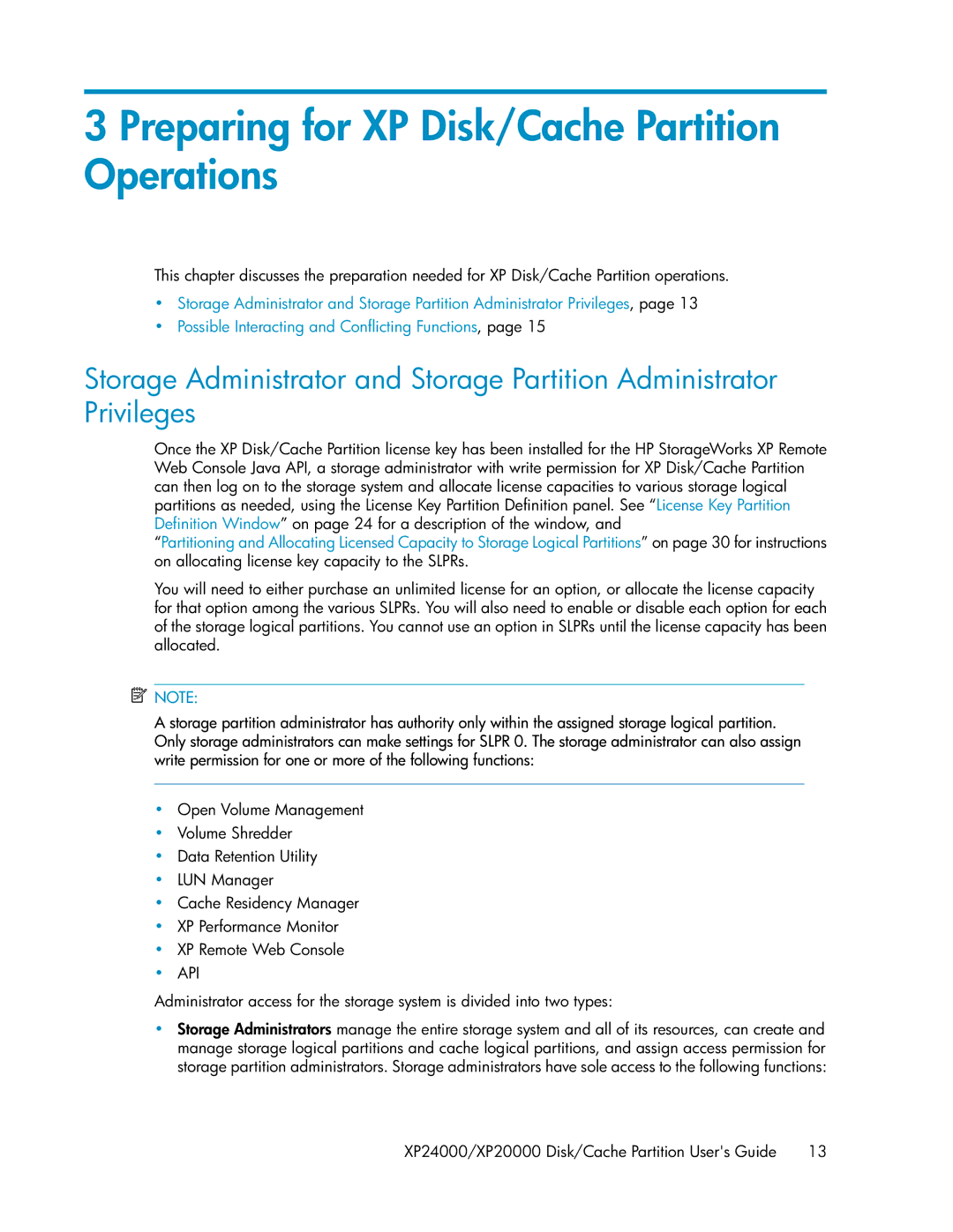 HP XP24000, XP20000 manual Preparing for XP Disk/Cache Partition Operations, Api 