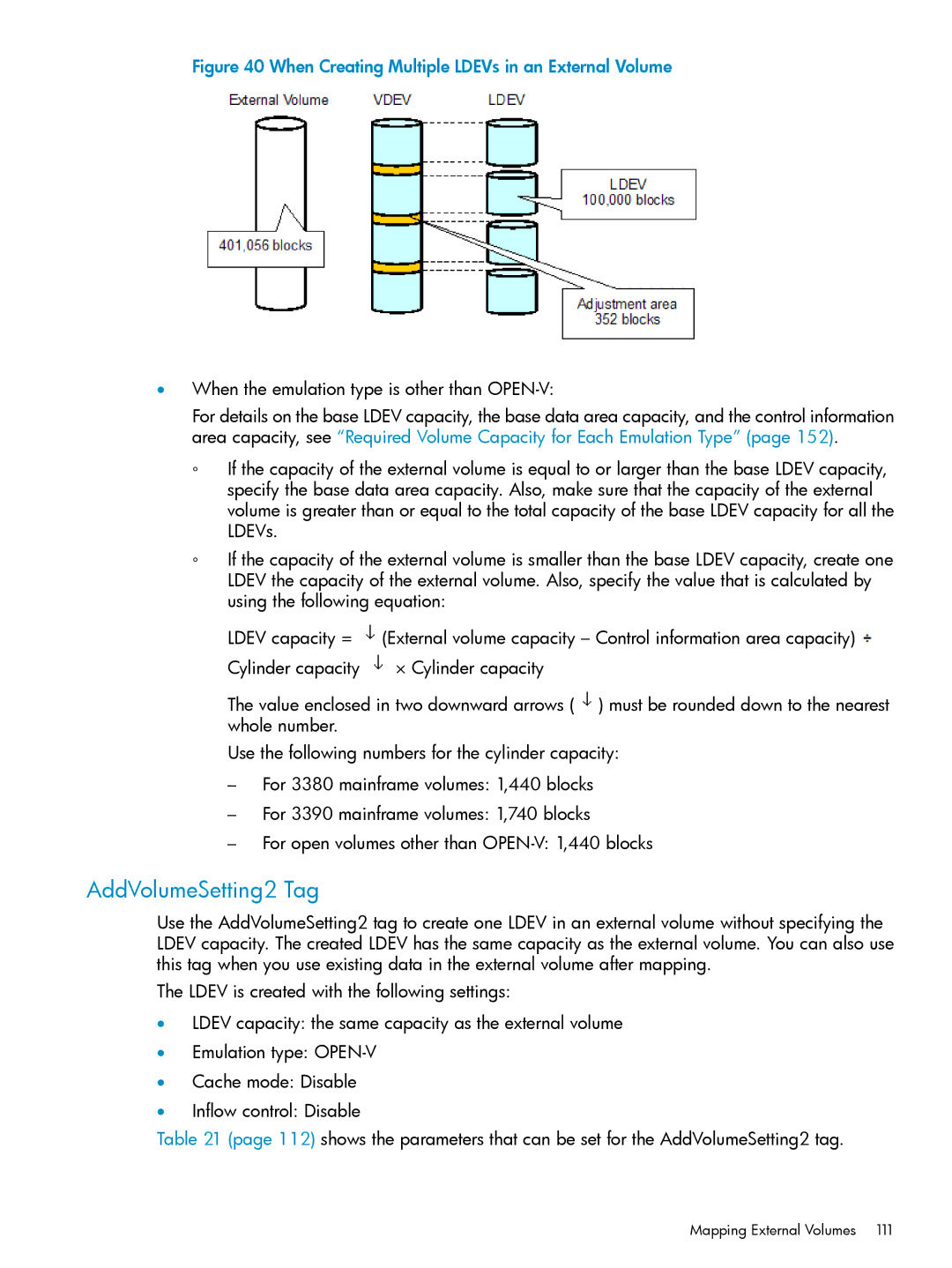 HP XP24000, XP20000 manual AddVolumeSetting2 Tag, When Creating Multiple LDEVs in an External Volume 