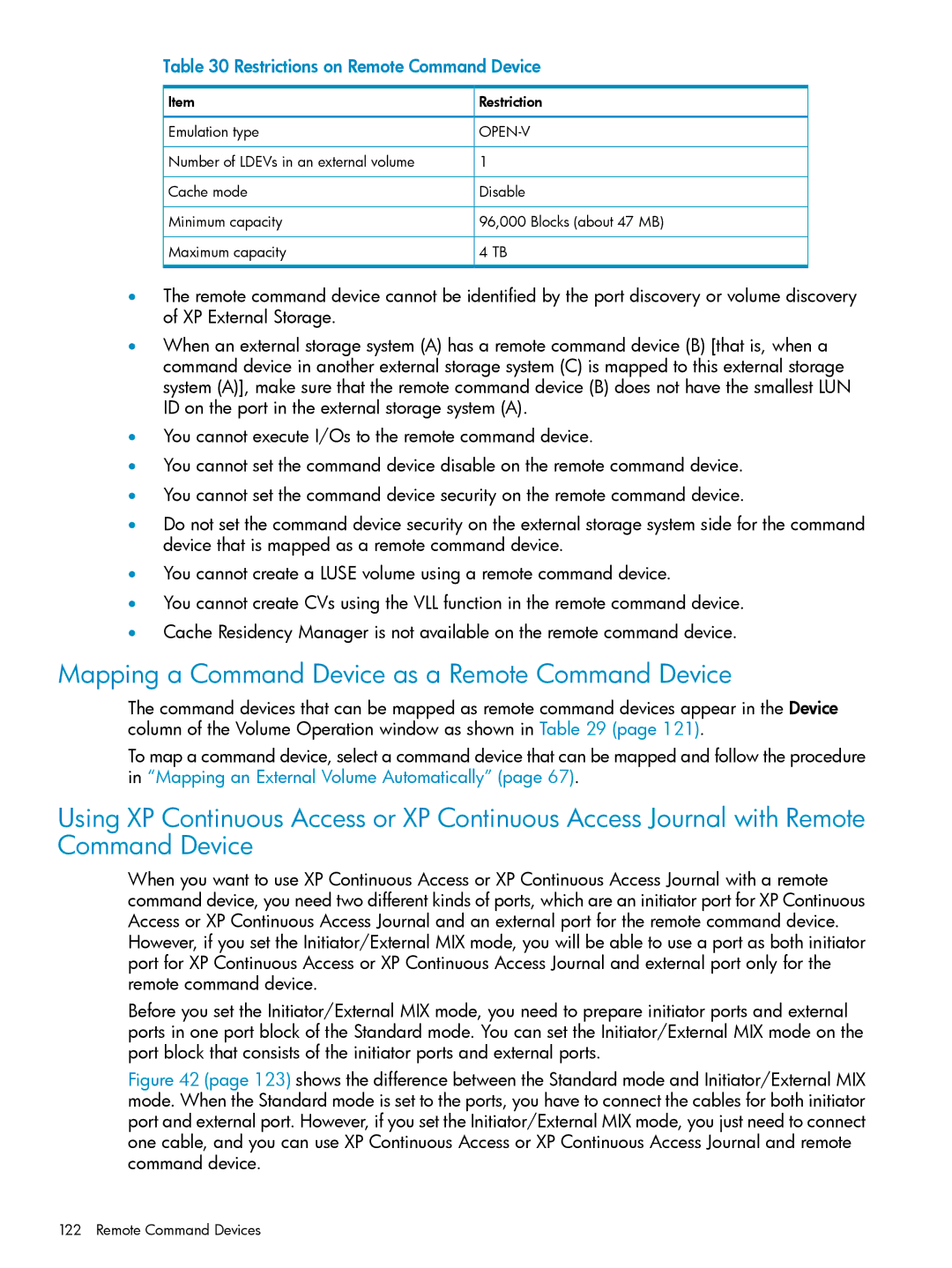 HP XP20000 Mapping a Command Device as a Remote Command Device, Restrictions on Remote Command Device, Maximum capacity 