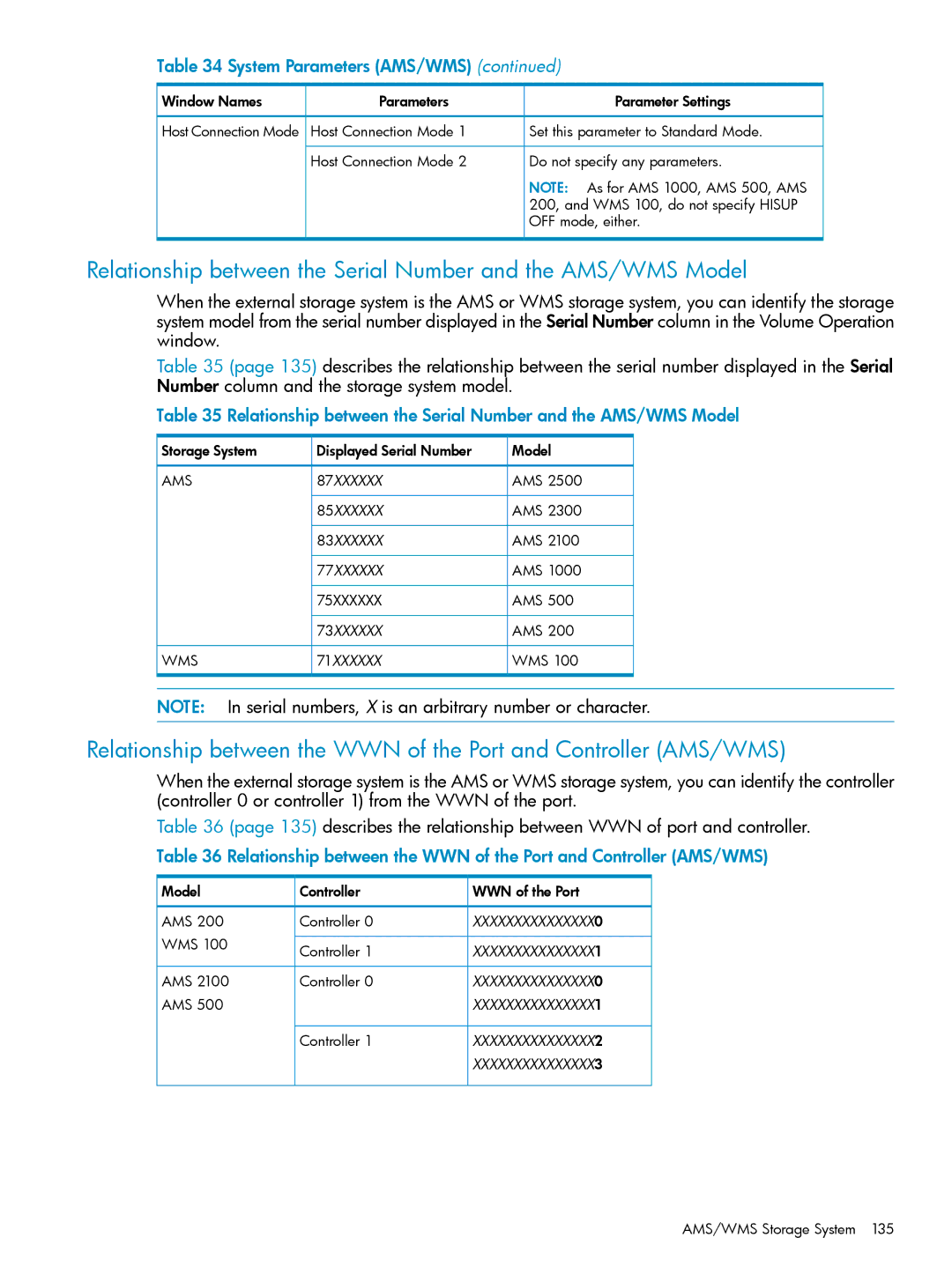 HP XP24000, XP20000 manual Window Names Parameters Parameter Settings, Storage System Displayed Serial Number Model, Wms 