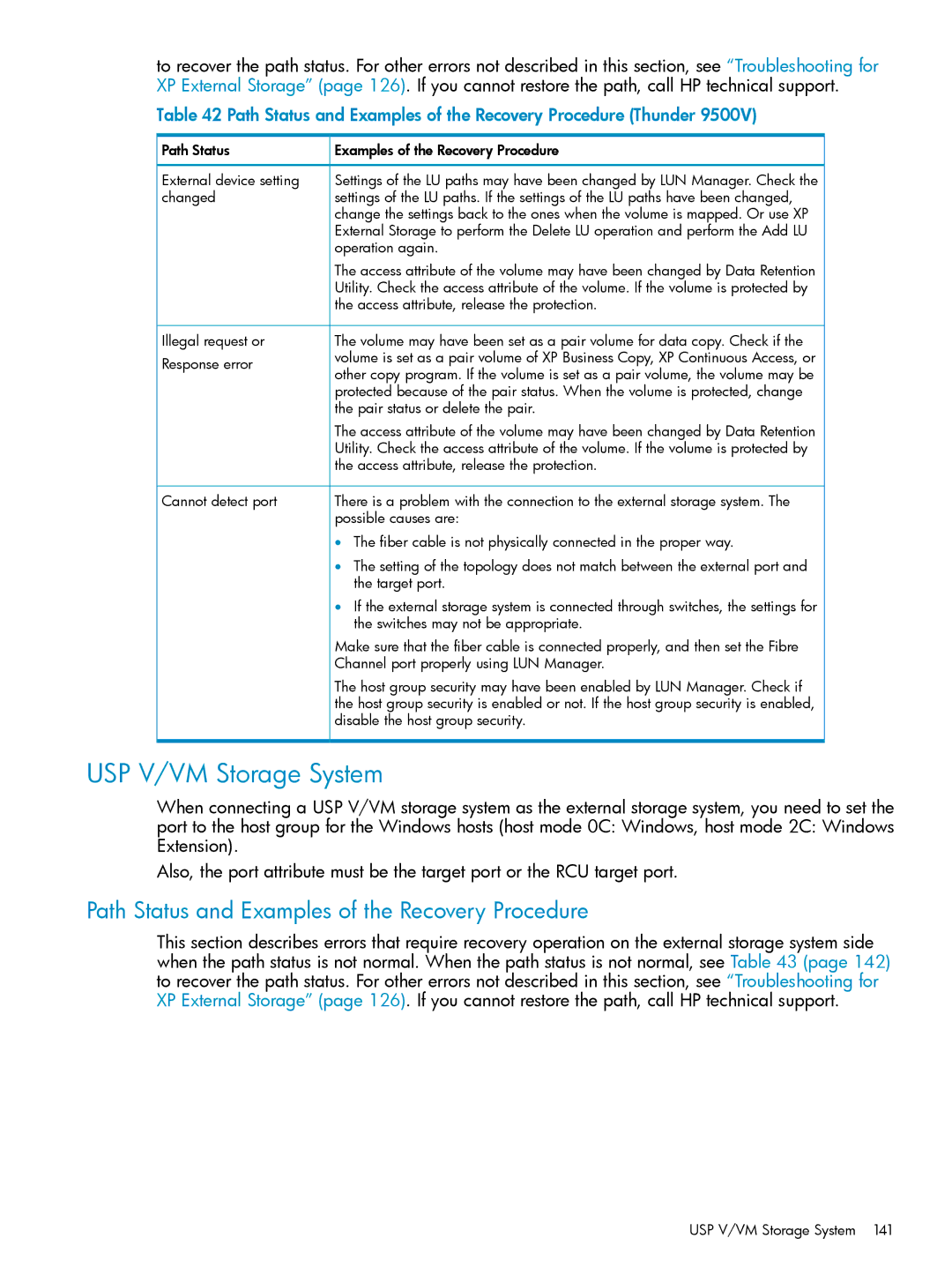 HP XP24000, XP20000 manual USP V/VM Storage System, Path Status and Examples of the Recovery Procedure Thunder 