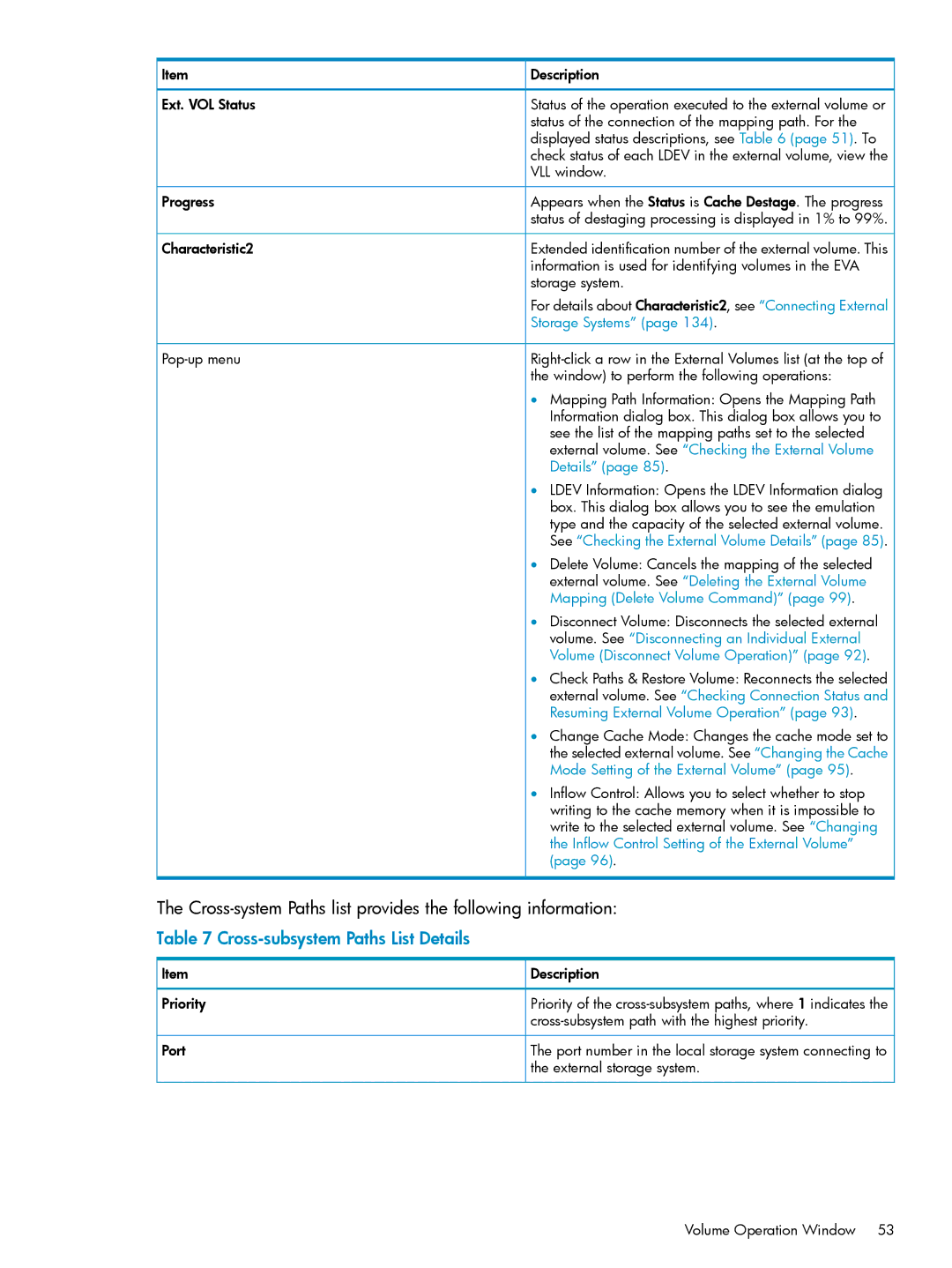 HP XP24000, XP20000 manual Cross-subsystem Paths List Details 