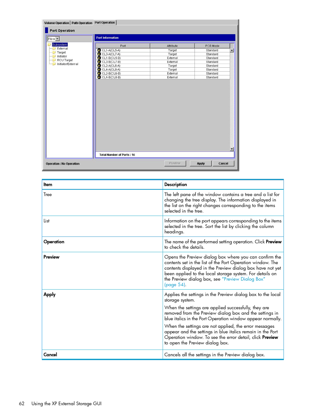 HP XP20000, XP24000 manual Selected in the tree. Sort the list by clicking the column, Headings 