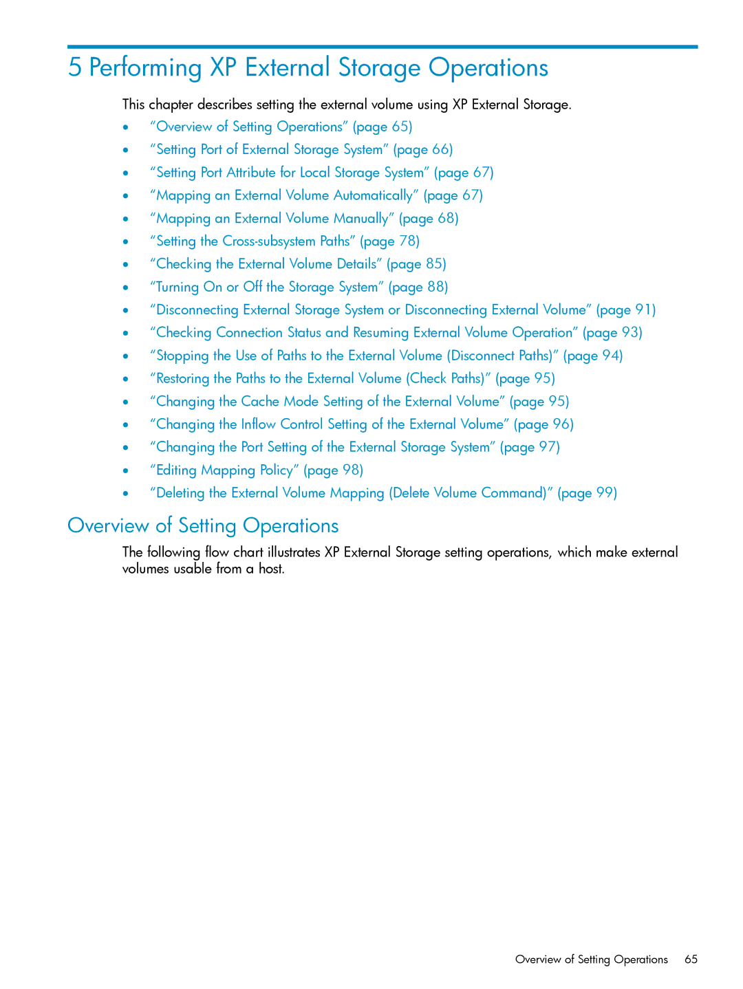 HP XP24000, XP20000 manual Performing XP External Storage Operations, Overview of Setting Operations 