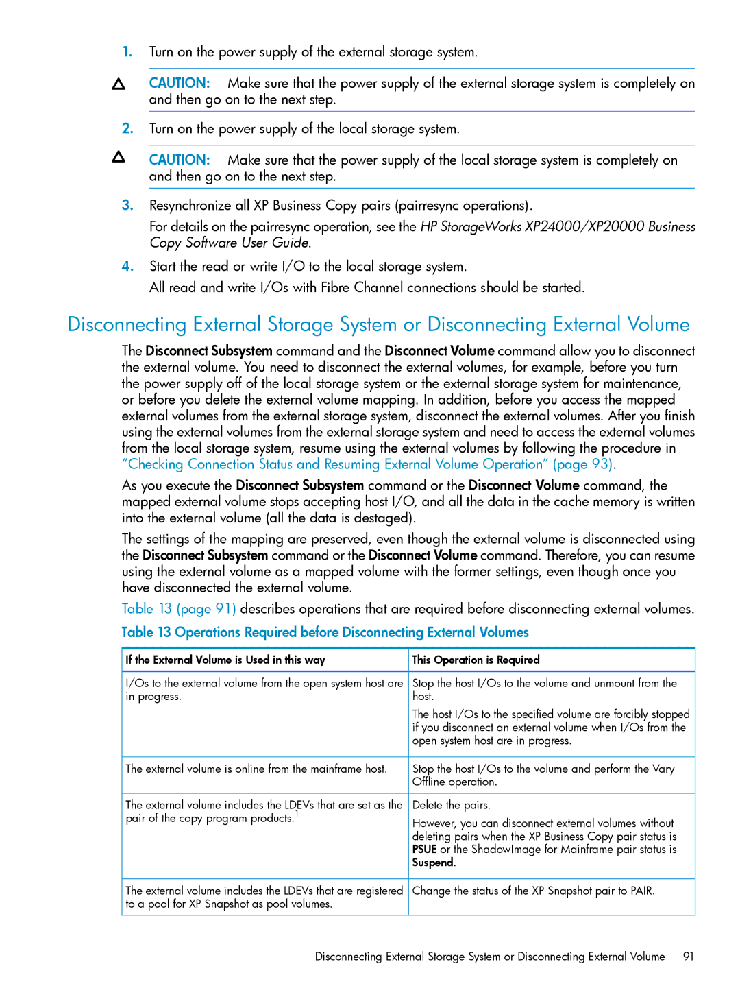 HP XP24000, XP20000 Operations Required before Disconnecting External Volumes, If the External Volume is Used in this way 