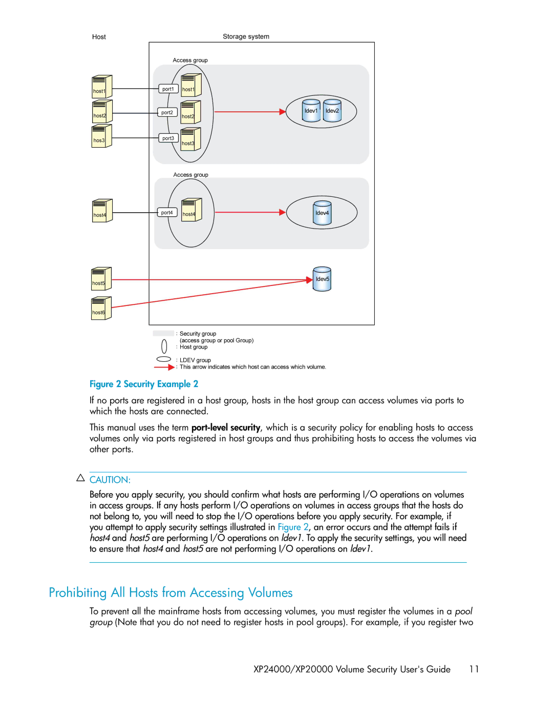 HP XP24000 manual Prohibiting All Hosts from Accessing Volumes 