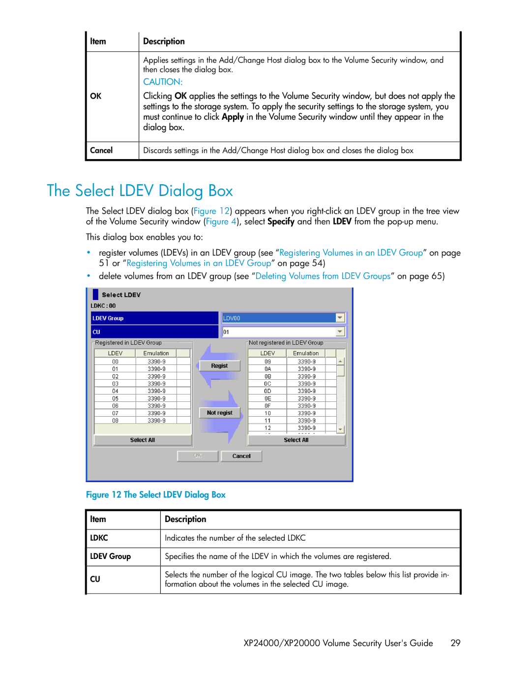 HP XP24000 manual Select Ldev Dialog Box 