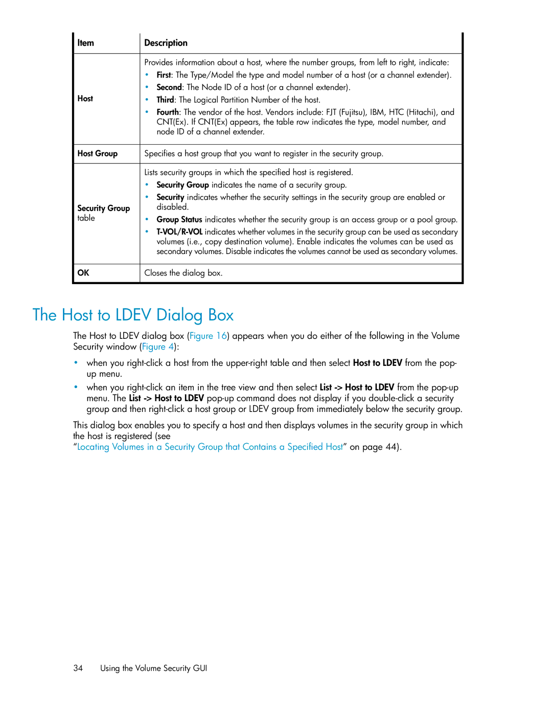 HP XP24000 manual Host to Ldev Dialog Box 