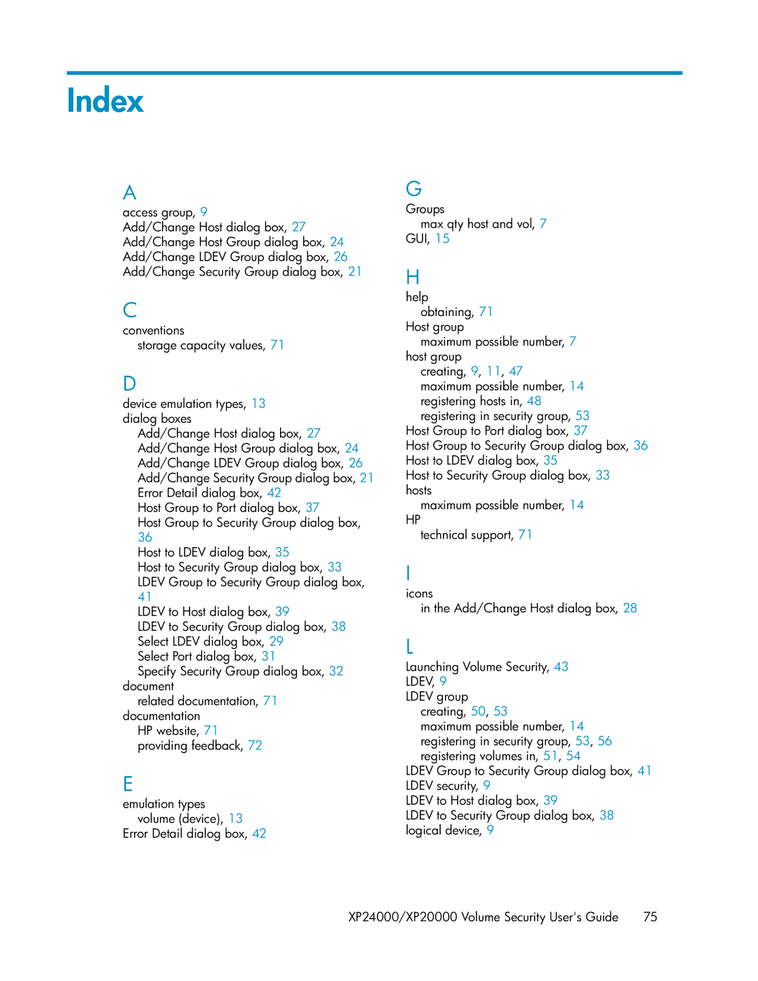 HP XP24000 manual Index 