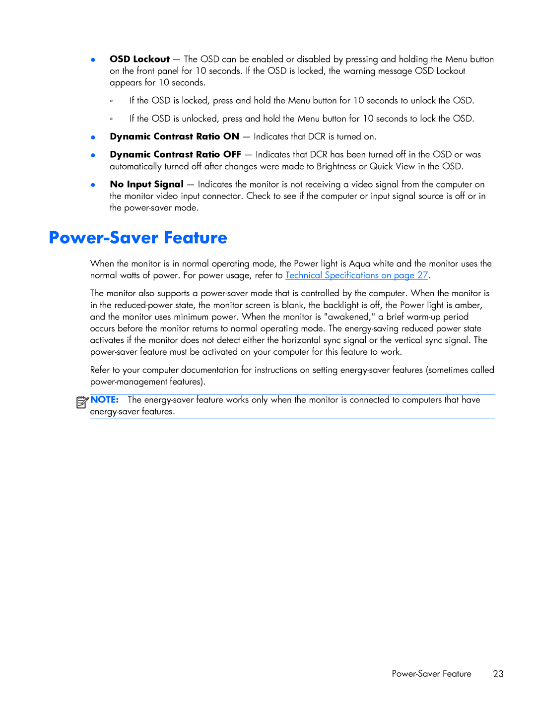 HP 2011XI, XP599AAABA manual Power-Saver Feature 