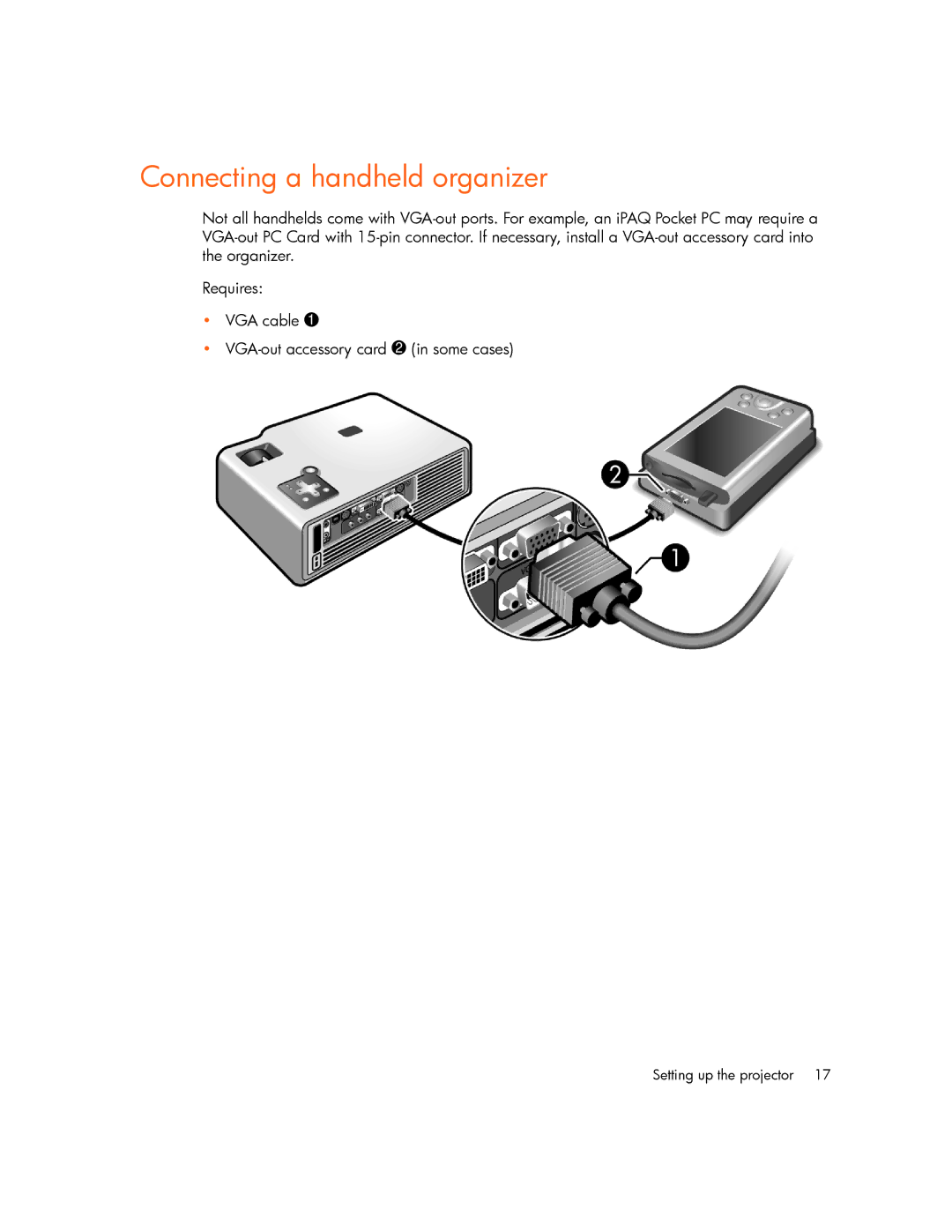 HP xp7000 manual Connecting a handheld organizer 