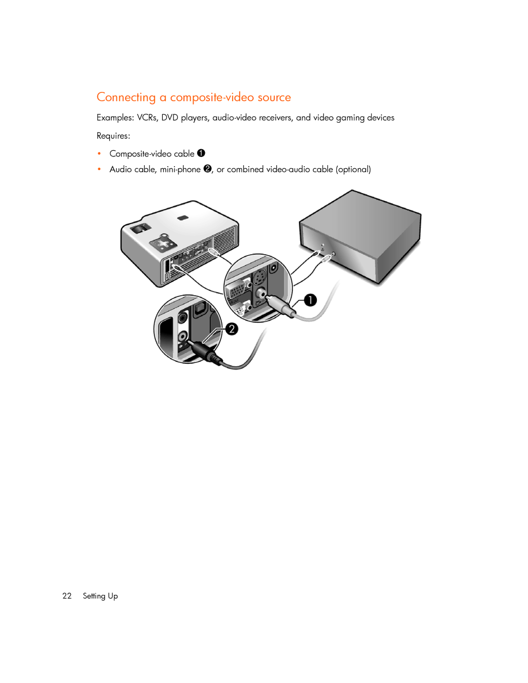 HP xp7000 manual Connecting a composite-video source 