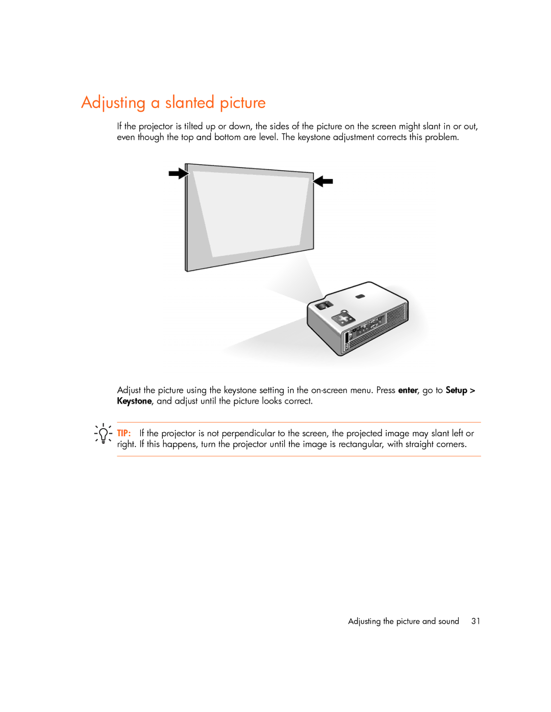 HP xp7000 manual Adjusting a slanted picture 