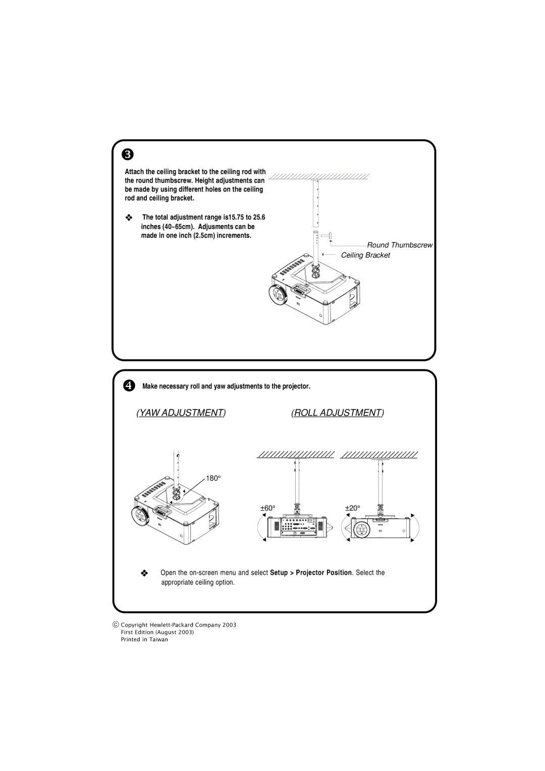 HP xp8010 manual YAW Adjustment Roll Adjustment, Total adjustment range is15.75 to 