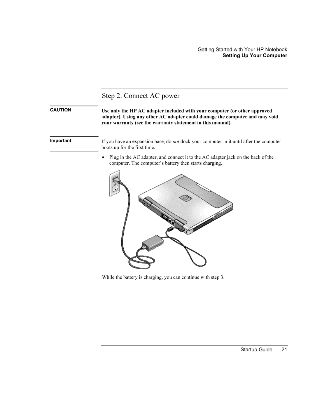 HP XU manual Connect AC power 