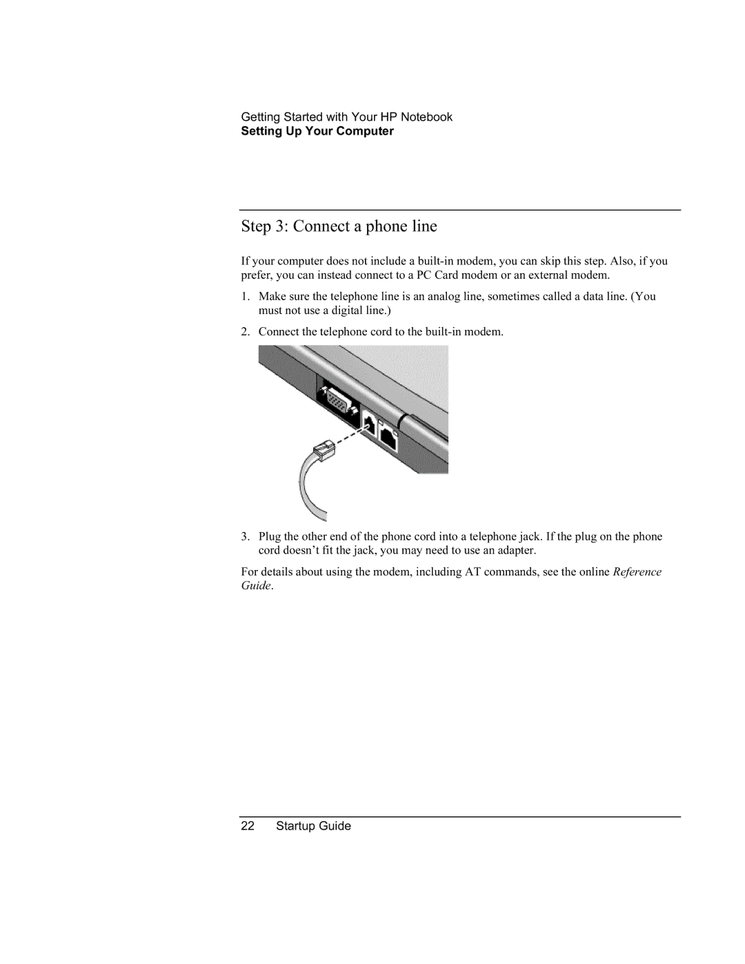 HP XU manual Connect a phone line 